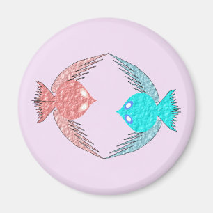 Cute Pink and Blue Love Birds Magnet