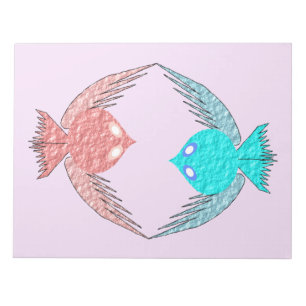 Cute Pink and Blue Love Birds Notepad