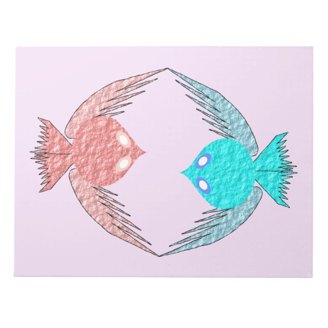 Cute Pink and Blue Love Birds Notepad (Front)