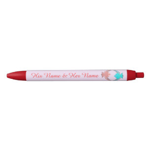 Cute Pink and Blue Love Birds Personalised Ink Pen