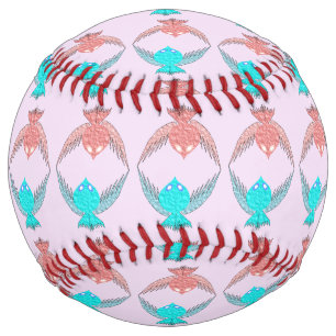Cute Pink and Blue Love Birds Softball