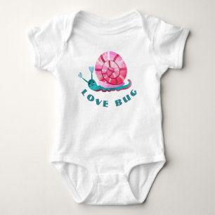 Cute Pink and Blue Love Bug Snail Baby Bodysuit