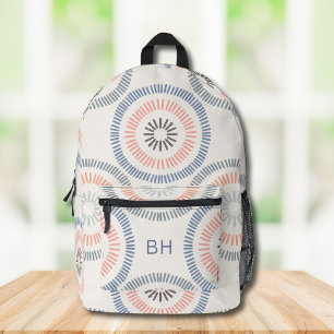 Cute Pink and Blue Monogram Initials Printed Backpack