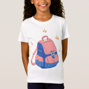 Cute Pink and Blue School Backpack" T-Shirt