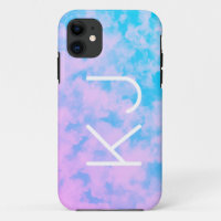 Cute Pink and Blue Sky Monogram-Matte iPhone Case