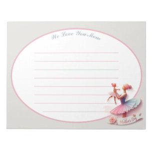 Cute Pink and Blue Watercolor Ballerina Mum Notepad