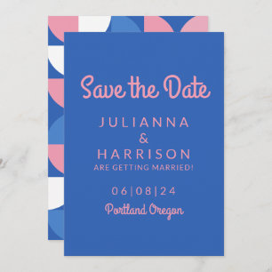 Cute Pink and Blue Whimsical Typography Save The Date