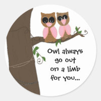 Cute Pink and Brown Owls with Saying
