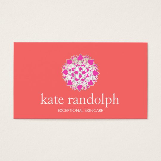 Cute Pink and Coral Lotus Beauty Salon and Spa Business Card