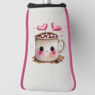 Cute Pink and Cream Watercolor Hot Chocolate Mug Golf Head Cover