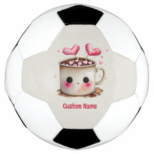 Cute Pink and Cream Watercolor Hot Cocoa Mug Football