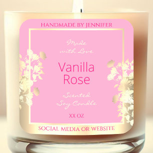 Cute Pink and Gold Floral Product Packaging Labels
