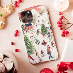 Cute pink and green Alpine lodge ski landscape Apr iPhone 13 Case<br><div class="desc">Cute pink and green with dark red straps Alpine lodge ski landscape Christmas holiday</div>