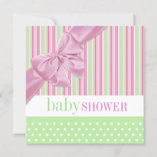 Cute Pink and Green Baby Shower invitation