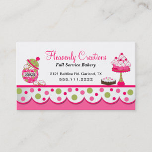 Cute Pink and Green Bakery Business Card
