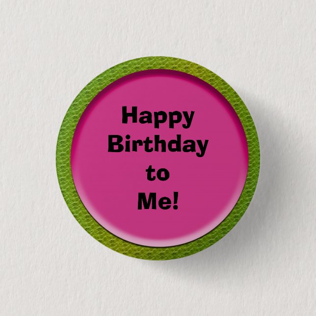 Cute Pink and Green Birthday Button (Front)