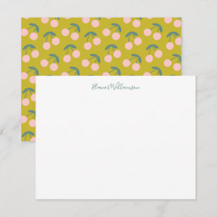 Cute Pink and Green Cherry Fruit Personalised Name Card