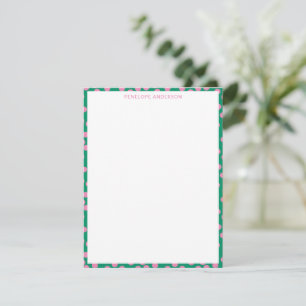 Cute Pink and Green Dots Personalised Stationery Card