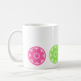 Cute Pink and Green Floral Mandala Coffee Mug
