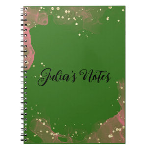 Cute Pink and Green Personal Name Stationery  Notebook
