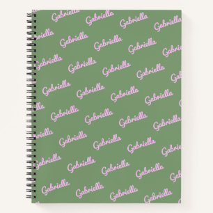 Cute Pink and Green Personalised Script Name   Not Notebook
