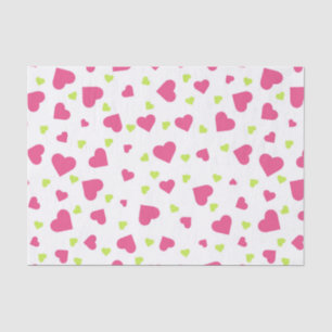 Cute Pink and Green Tumbling Hearts Pattern Tissue Paper
