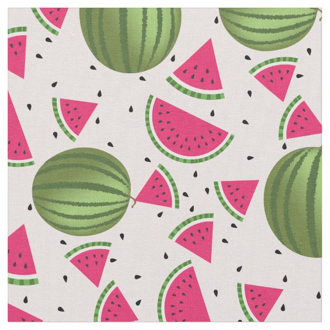 Cute pink and Green watermelon pattern Fabric (Close Up)