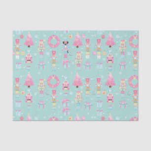 Cute Pink and Mint Green Christmas Nutcracker Tissue Paper