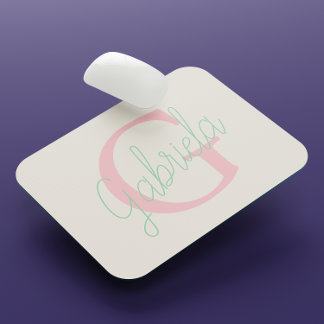 Cute Pink and Mint Green Feminine Typoghaphy Mouse Mat
