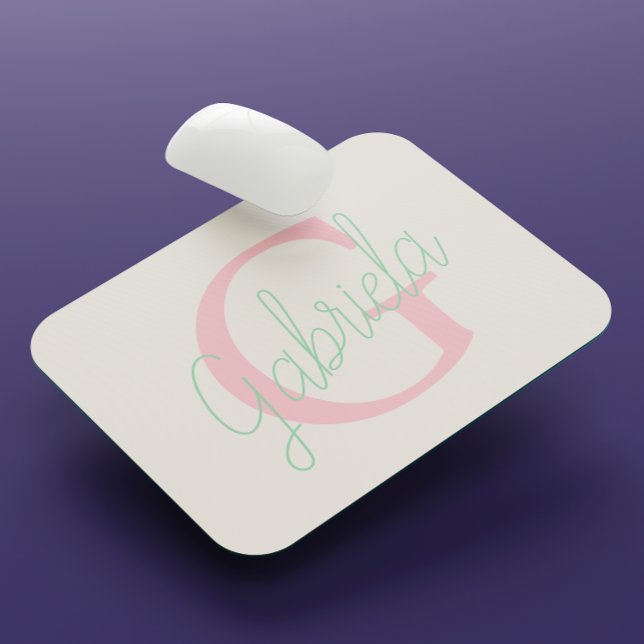 Cute Pink and Mint Green Feminine Typoghaphy Mouse Mat (Creator Uploaded)