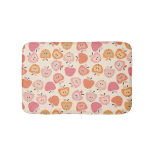 Cute pink and orange apple pattern bath mat
