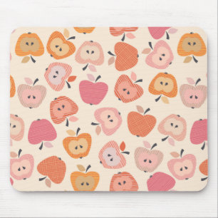 Cute pink and orange apple pattern mouse mat