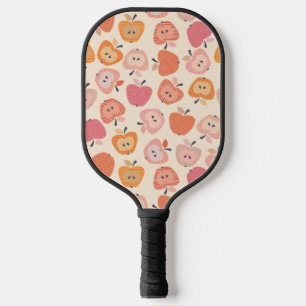 Cute pink and orange apple pattern pickleball paddle