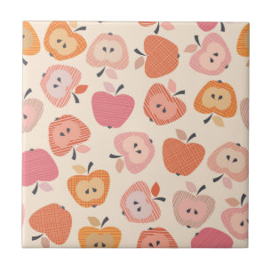 Cute pink and orange apple pattern tile