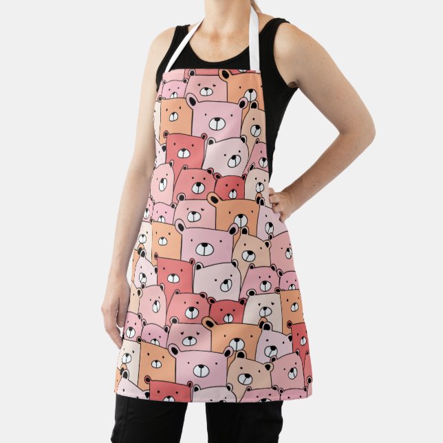 Cute Pink and Orange Bears Apron (Insitu)