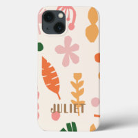 Cute Pink and Orange Floral Personalised