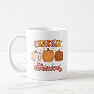 Cute Pink and Orange Retro Pumpkin Season Coffee Mug