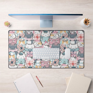 Cute Pink and Purple Anime Jumble Desk Mat