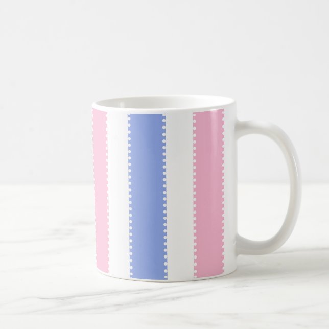 Cute Pink and Purple Dots and Stripes Coffee Mug (Right)