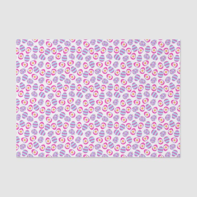 Cute Pink and Purple Easter Eggs Pattern Tissue Paper (Front)