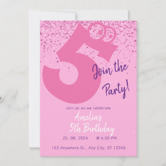 Cute pink and purple girls birthday Invitation