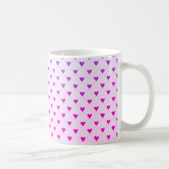 Cute Pink and purple Heart Pattern Coffee Mug (Right)