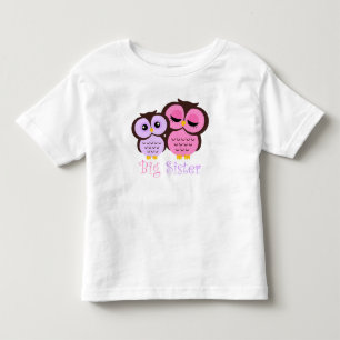 Cute Pink and Purple Owls Big Sister Toddler T-Shirt