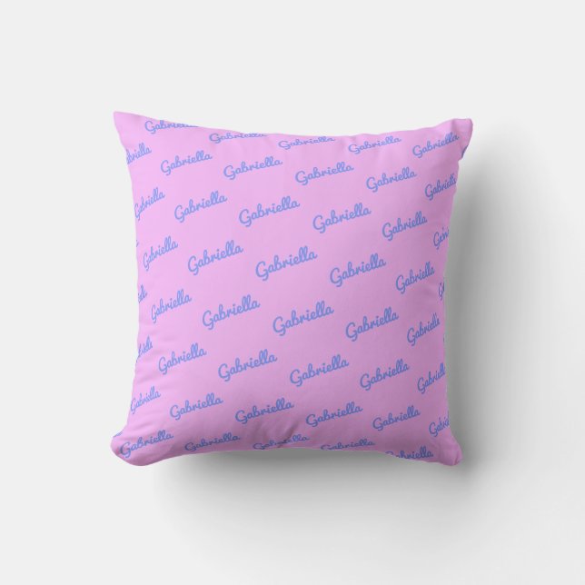 Cute Pink and Purple Personalised Script Name  Cushion (Front)