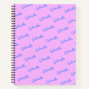Cute Pink and Purple Personalised Script Name  Notebook