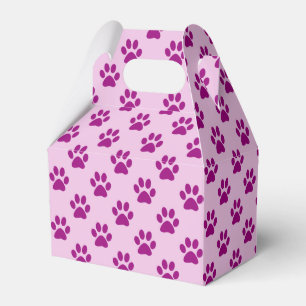 Cute Pink and Purple Puppy Paw Print Pattern Favour Box