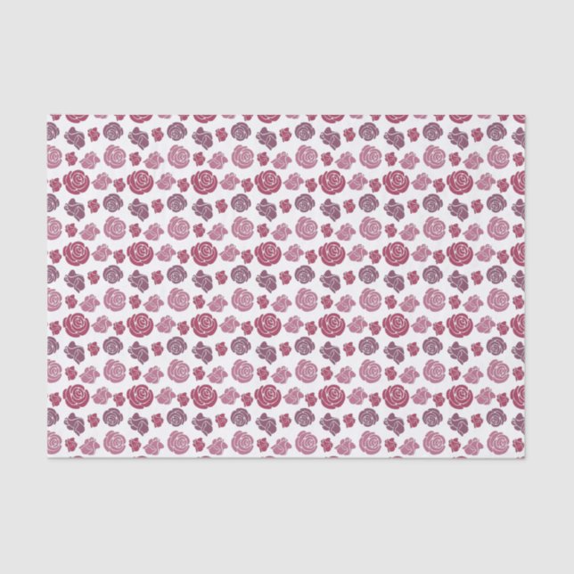 Cute Pink and Purple Roses Pattern Tissue Paper (Front)