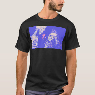 Cute Pink And Purple Skeleton With Cat - Playful K T-Shirt