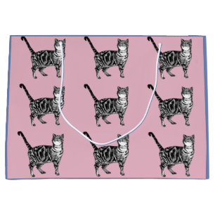 Cute Pink and Purple Tabby Cat Cats Art Gift Bag