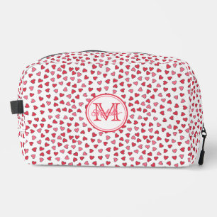 Cute Pink and Red Hearts Pattern Dopp Kit